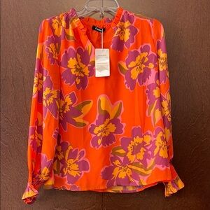 Floral Women's Top - Orange and Pink